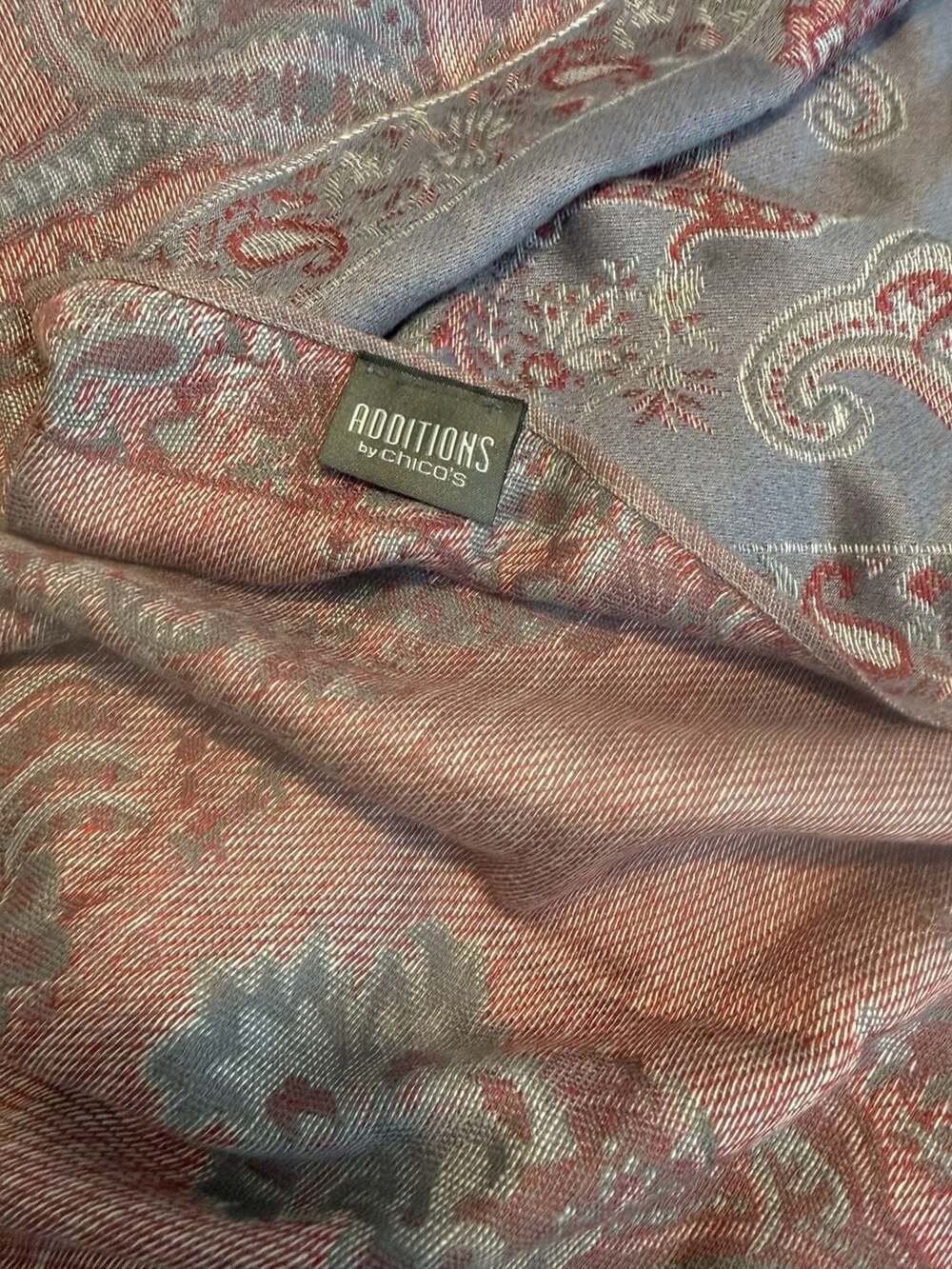 Additions by Chico's Reversible Paisley Fringe Shawl Wrap - Picture 4 of 5